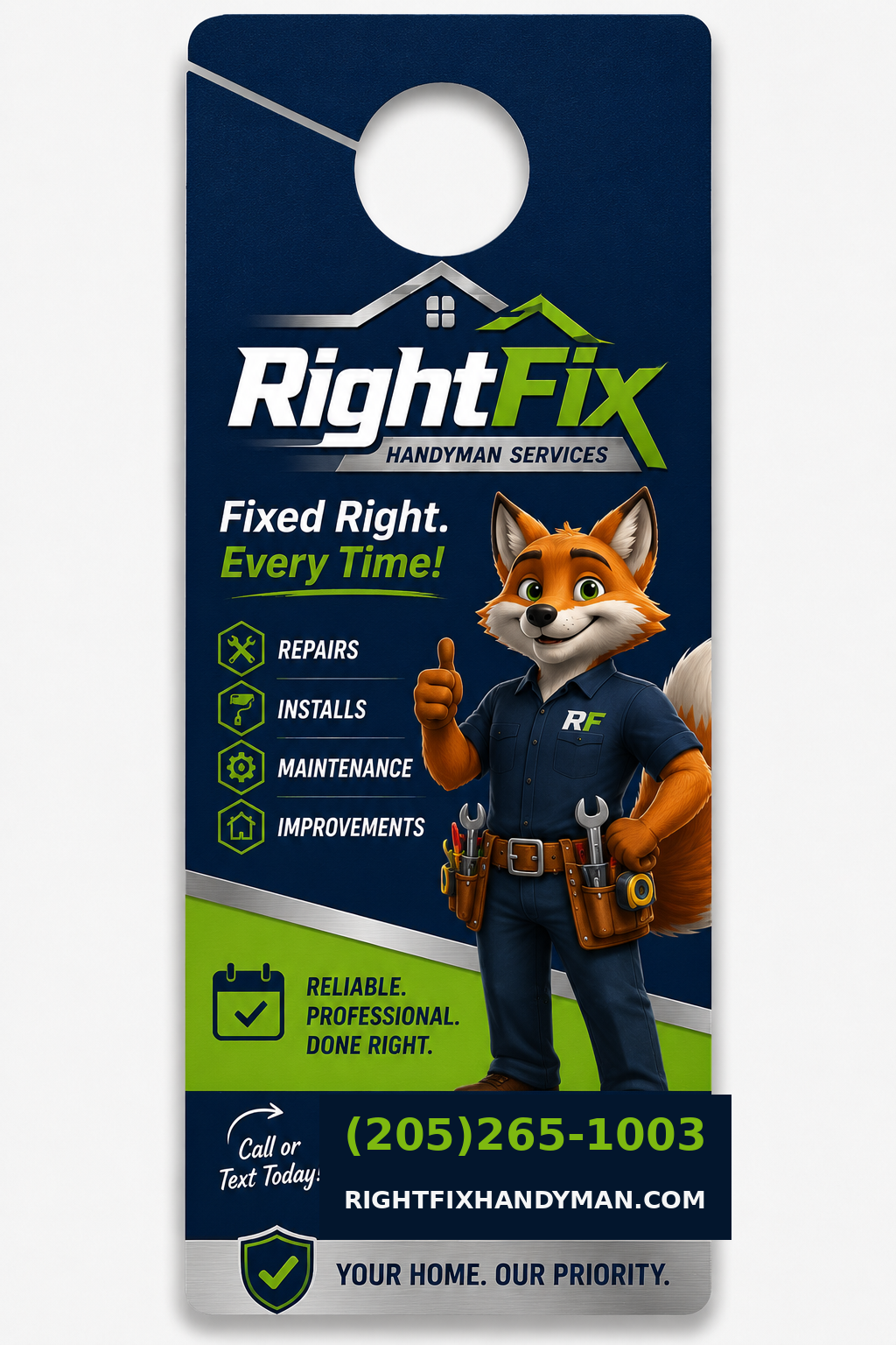 RightFix marketing door hanger